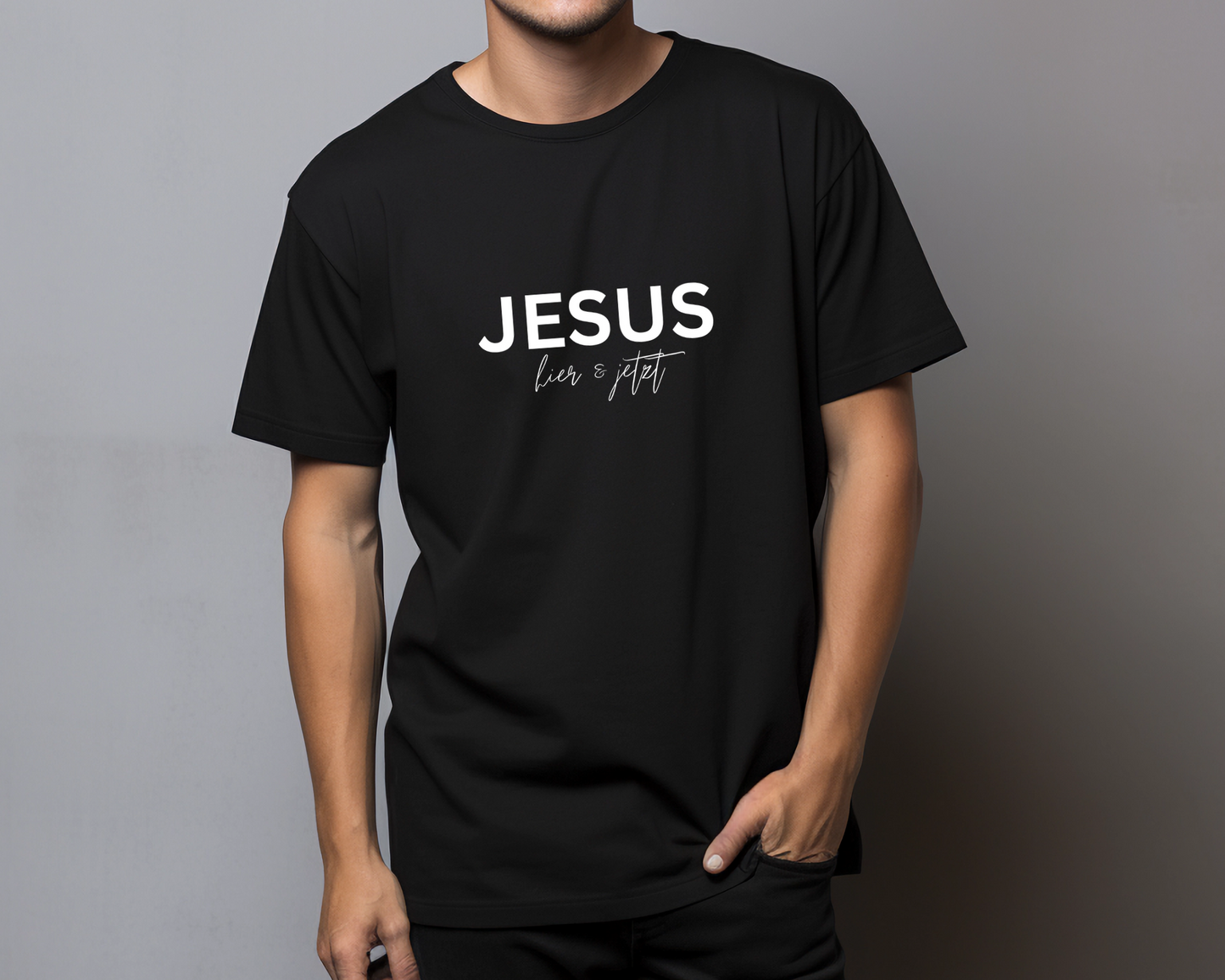 JESUS HIER & JETZT • T-SHIRT • FRONTPRINT