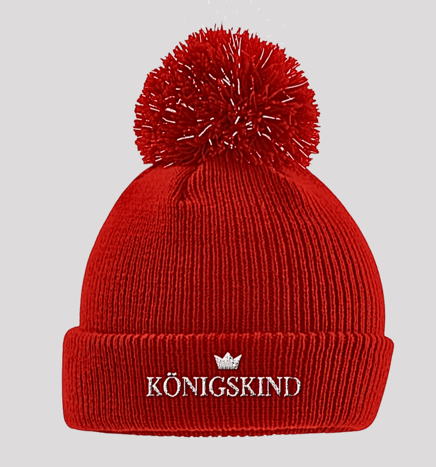 Königskind Bommelmütze | Christliche Wintermütze mit Reflektoren für Kinder
