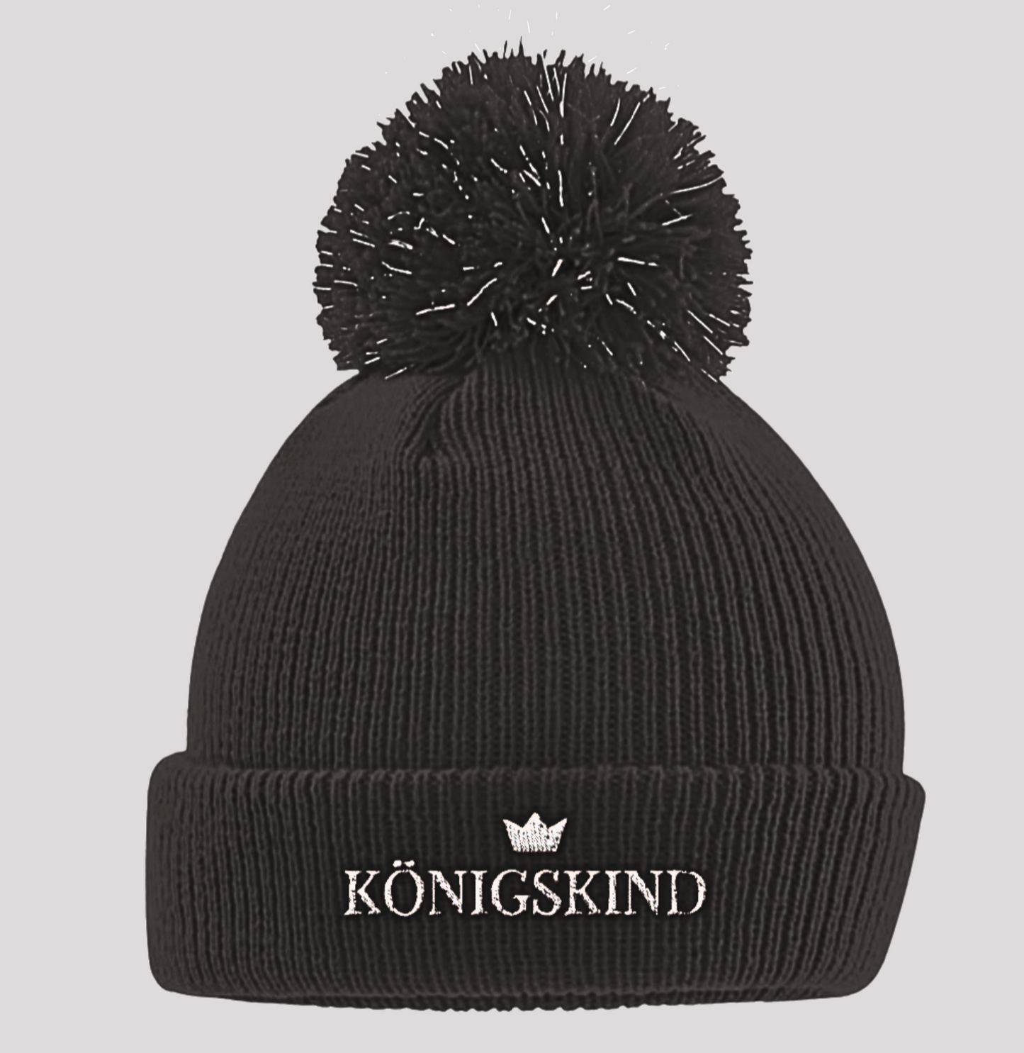 Königskind Bommelmütze | Christliche Wintermütze mit Reflektoren für Kinder